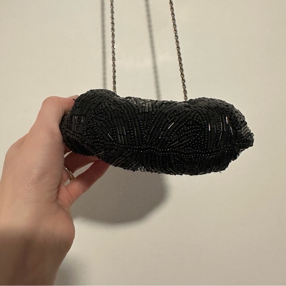 La Regale black and silver beaded small clutch chain bag - Picture 8 of 8